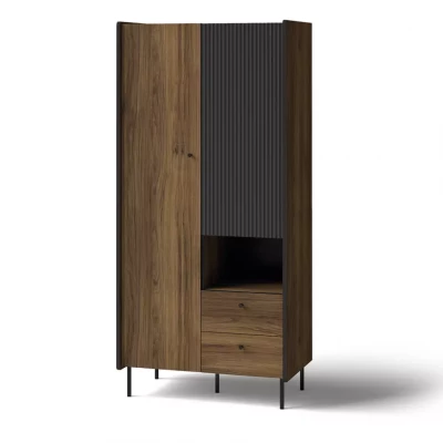 Hoher Kleiderschrank 89 cm ASHEBORO - Walnuss/Schwarz