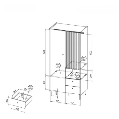 Hoher Kleiderschrank 89 cm ASHEBORO - Walnuss/Schwarz