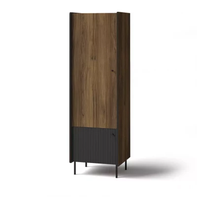 Kleiderschrank mit Regalen, 59 cm, ASHEBORO - Walnuss/Schwarz