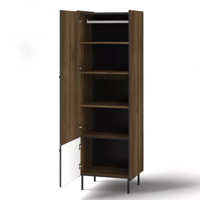 Kleiderschrank mit Regalen, 59 cm, ASHEBORO - Walnuss/Schwarz