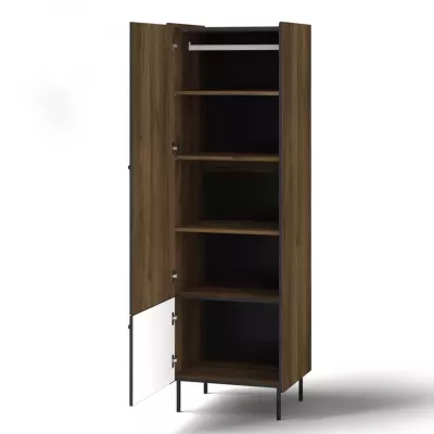 Kleiderschrank mit Regalen, 59 cm, ASHEBORO - Walnuss/Schwarz