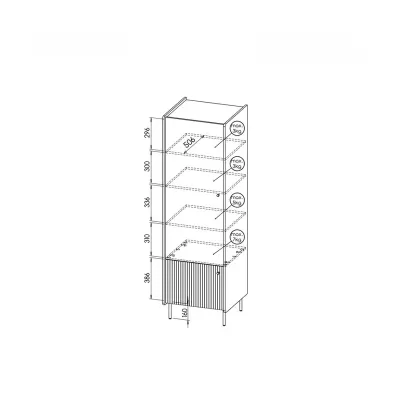 Kleiderschrank mit Regalen, 59 cm, ASHEBORO - Walnuss/Schwarz