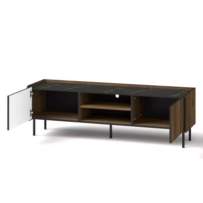 TV-Ständer ASHEBORO – Walnuss / San Sebastián / Schwarz