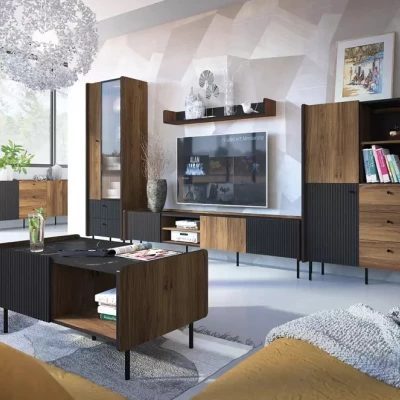 ASHEBORO Couchtisch - Walnuss / San Sebastián / Schwarz