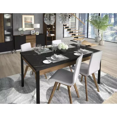 Ausziehbarer Esstisch 160(240)x90 ASHEBORO - Walnuss / San Sebastián / Schwarz
