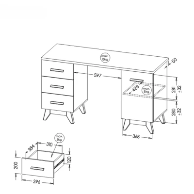 Schreibtisch BUTNER - Andersen-Kiefer / Nash-Eiche