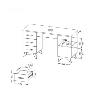 Schreibtisch BUTNER - Andersen-Kiefer / Nash-Eiche