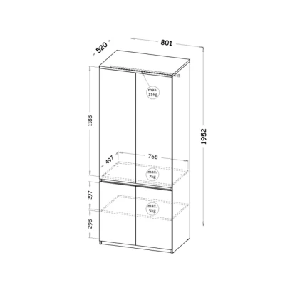 Kleiderschrank 80 cm CARYM - Wotan Eiche / Weiß