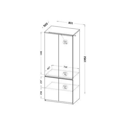 Kleiderschrank 80 cm CARYM - Wotan Eiche / Weiß