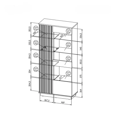 Hohe Vitrine CATAWBA – Wotan-Eiche / Schwarz