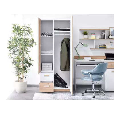 Kombinierter Kleiderschrank 80 cm Zeder - Nash-Eiche / Weiß