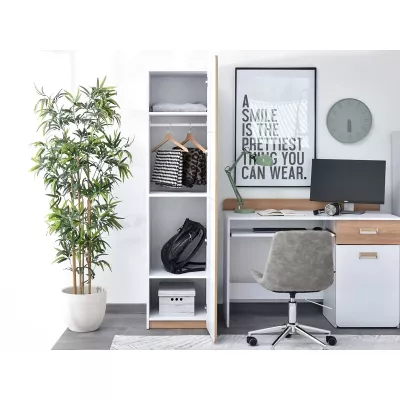 Kleiderschrank mit Regal, 45 cm, Zeder - Nash-Eiche / Weiß