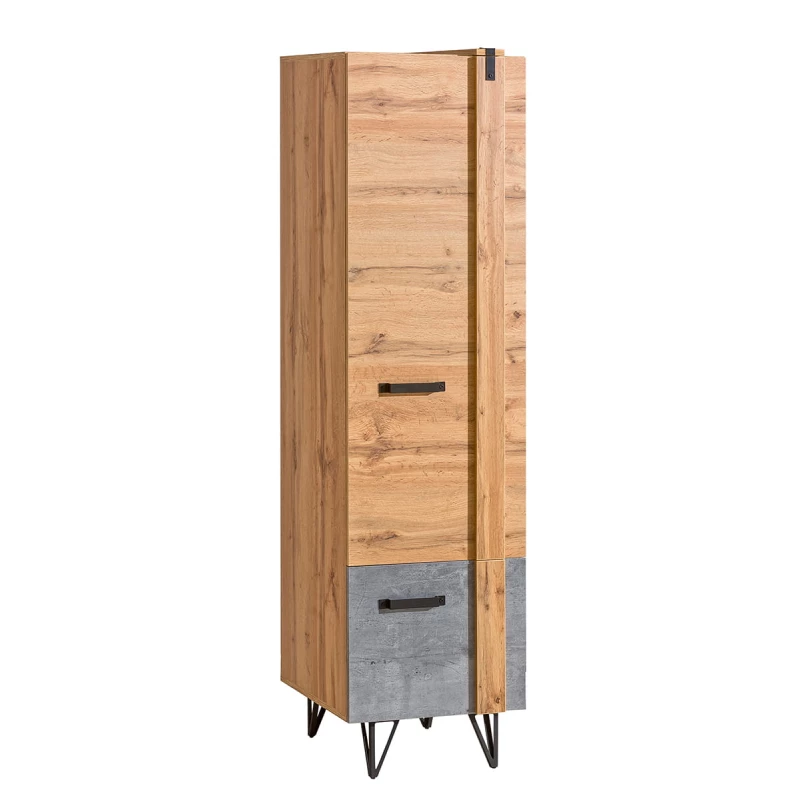 Kleiderschrank mit Regal 46 cm CONOVER - Wotan-Eiche / Beton / Schwarz