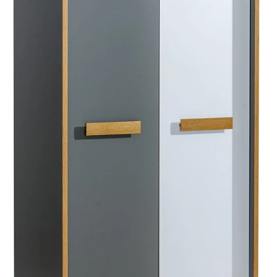 Kleiderschrank 90 cm DOBSON - Riviera-Eiche / Weiß / Anthrazit