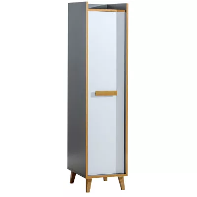 Kleiderschrank mit Regal 48 cm DOBSON - Riviera Eiche / Weiß / Anthrazit