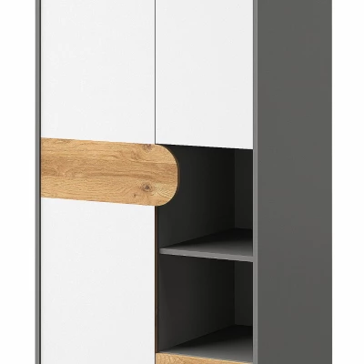 Kleiderschrank 80 cm EDENTON mit Schubladen – Nash-Eiche / Graphit / Weiß