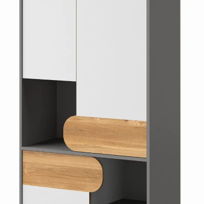 Kleiderschrank mit Regal, 80 cm, EDENTON – Nash-Eiche / Graphit / Weiß