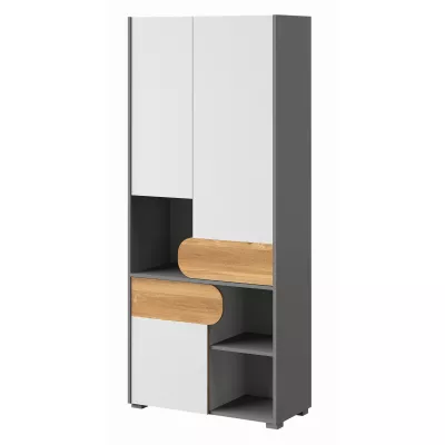 Kleiderschrank mit Regal, 80 cm, EDENTON – Nash-Eiche / Graphit / Weiß