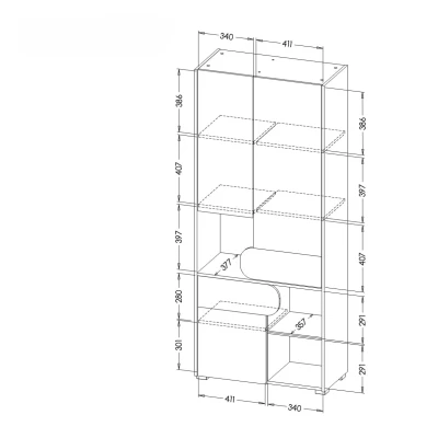 Kleiderschrank mit Regal, 80 cm, EDENTON – Nash-Eiche / Graphit / Weiß