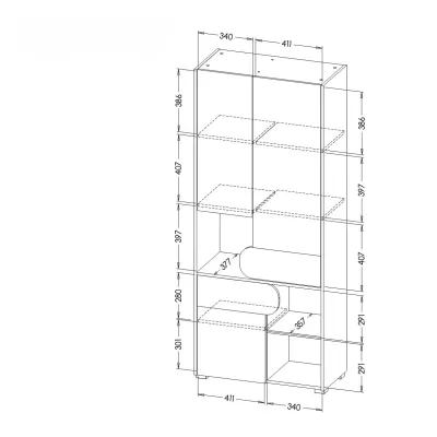 Kleiderschrank mit Regal, 80 cm, EDENTON – Nash-Eiche / Graphit / Weiß