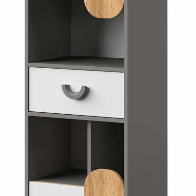 Regalschrank EDENTON – Eiche Nash / Graphit / Weiß