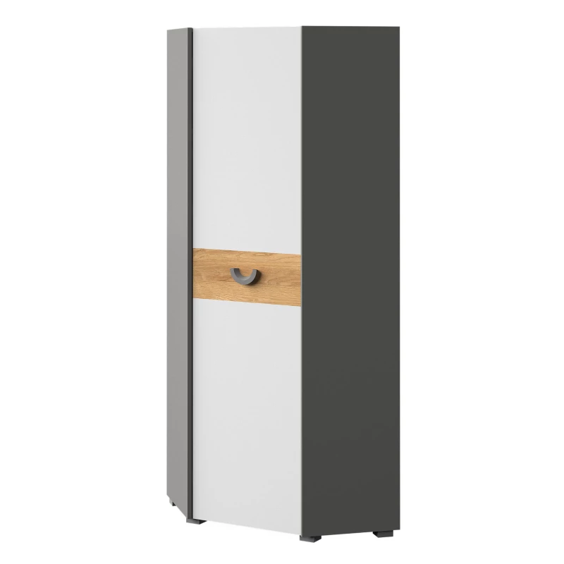 Eckkleiderschrank 73 cm EDENTON - Nash-Eiche / Graphit / Weiß