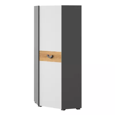 Eckkleiderschrank 73 cm EDENTON - Nash-Eiche / Graphit / Weiß