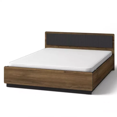 Doppelbett 160x200 ASHEBORO - Walnuss / San Sebastián / Schwarz