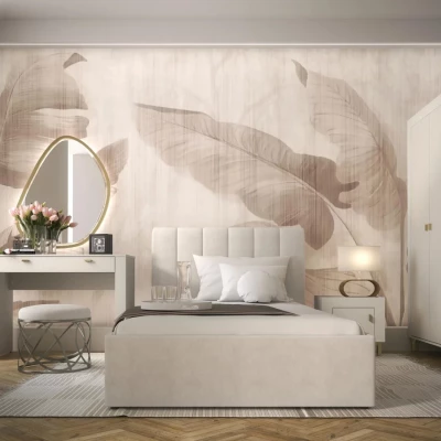 Einzelbett mit Polsterung 120x200 AUROVA - beige