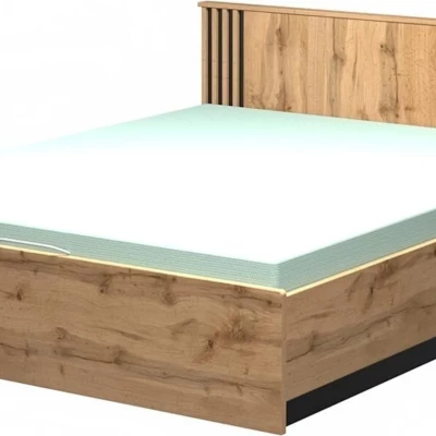 Doppelbett 160x200 CATAWBA mit Stauraum - Wotan-Eiche / Schwarz