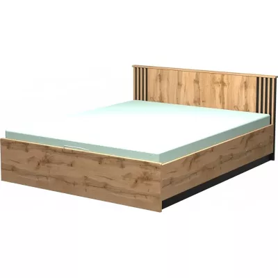 Doppelbett 160x200 CATAWBA mit Stauraum - Wotan-Eiche / Schwarz