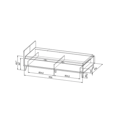 Einzelbett 90x195 mit Stauraum DOBSON - Riviera Eiche / Weiß / Anthrazit