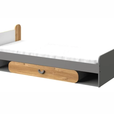 Einzelbett 80x195 EDENTON mit Schublade - Nash Oak / Graphit / Weiß