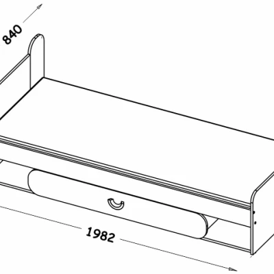 Einzelbett 80x195 EDENTON mit Schublade - Nash Oak / Graphit / Weiß
