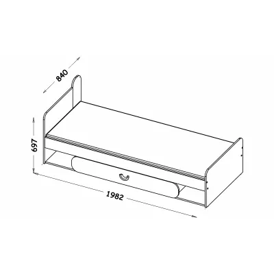 Einzelbett 80x195 EDENTON mit Schublade - Nash Oak / Graphit / Weiß