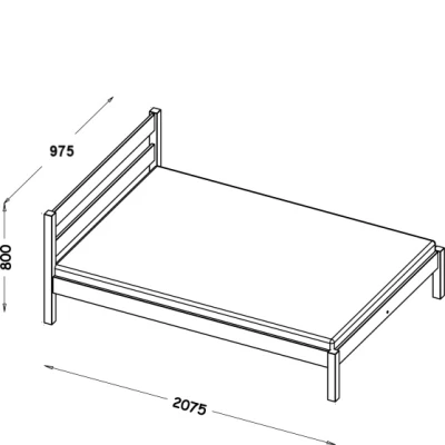 Einzelbett 90x200 MONROA - Eiche / Schwarz