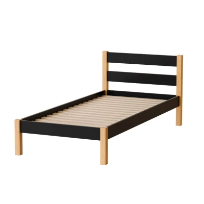 Einzelbett 90x200 MONROA - Eiche / Schwarz