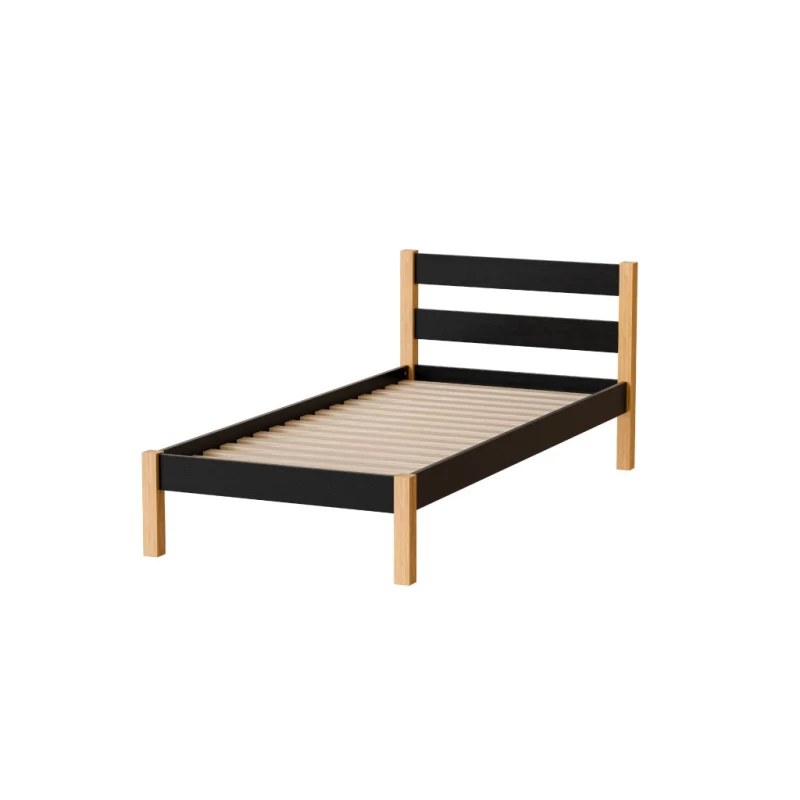 Einzelbett 90x200 MONROA - Eiche / Schwarz