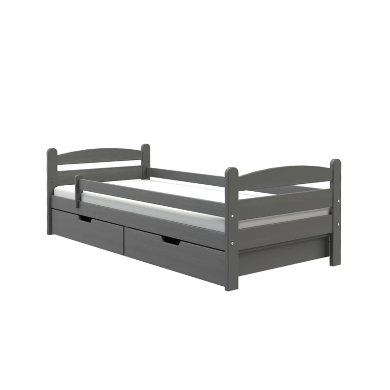 Einzelbett 90x200 GASTON mit Schubladen - anthrazit