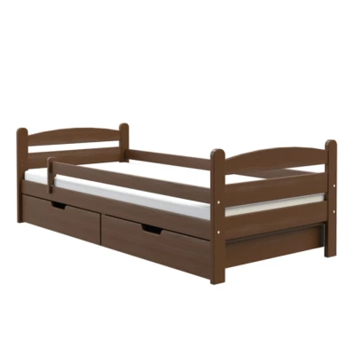 Einzelbett 90x200 GASTON mit Schubladen - braun