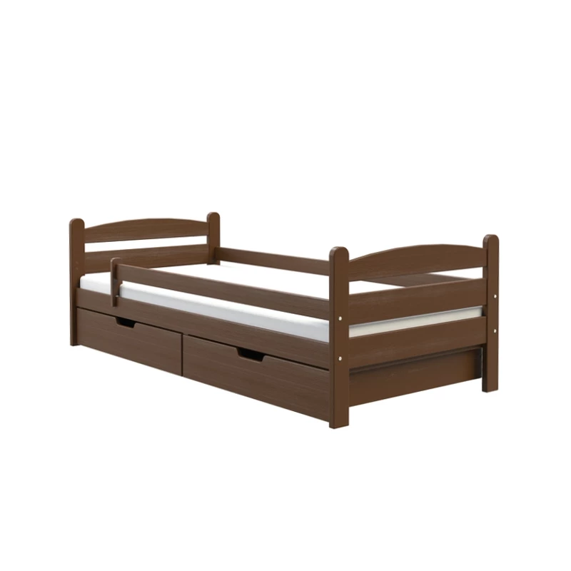Einzelbett 90x200 GASTON mit Schubladen - braun