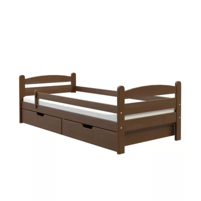 Einzelbett 90x200 GASTON mit Schubladen - braun