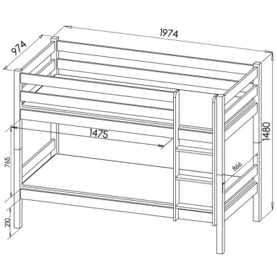 Kinder-Etagenbett 90x190 ELONDA - Anthrazit