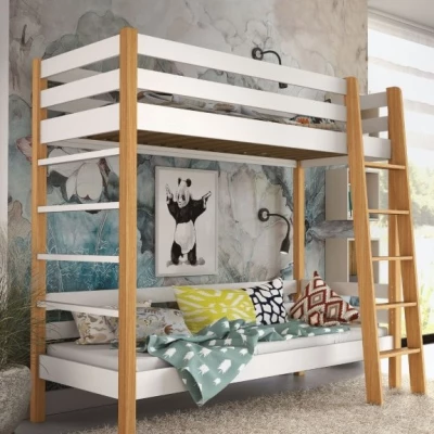 Etagenbett für Kinder 90x190 CORNA - Eiche/Weiß