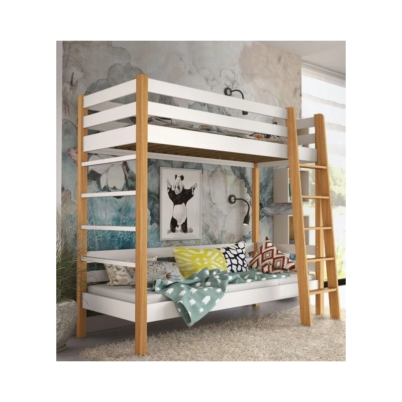 Etagenbett für Kinder 90x190 CORNA - Eiche/Weiß