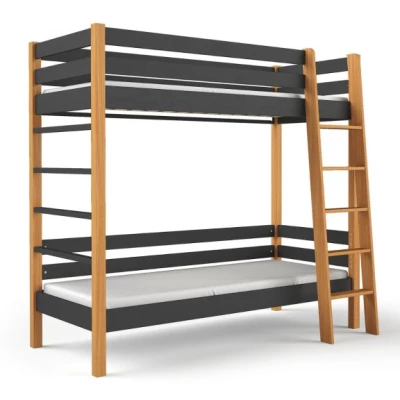 Etagenbett für Kinder 90x190 CORNA - Eiche / Schwarz