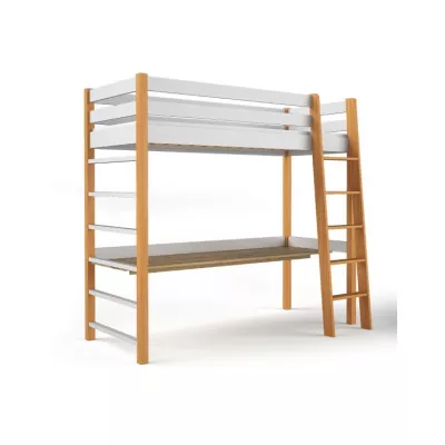 Hochbett für Kinder 80x190 GOLDBORO - Eiche/Weiß