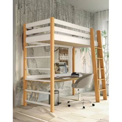 Hochbett für Kinder 80x190 GOLDBORO - Eiche/Weiß