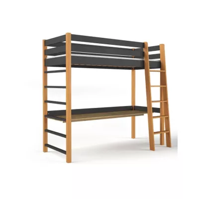 Kinderhochbett 80x190 GOLDBORO - Eiche/Schwarz