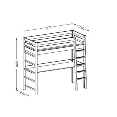 Kinderhochbett 80x190 GOLDBORO - Eiche/Schwarz